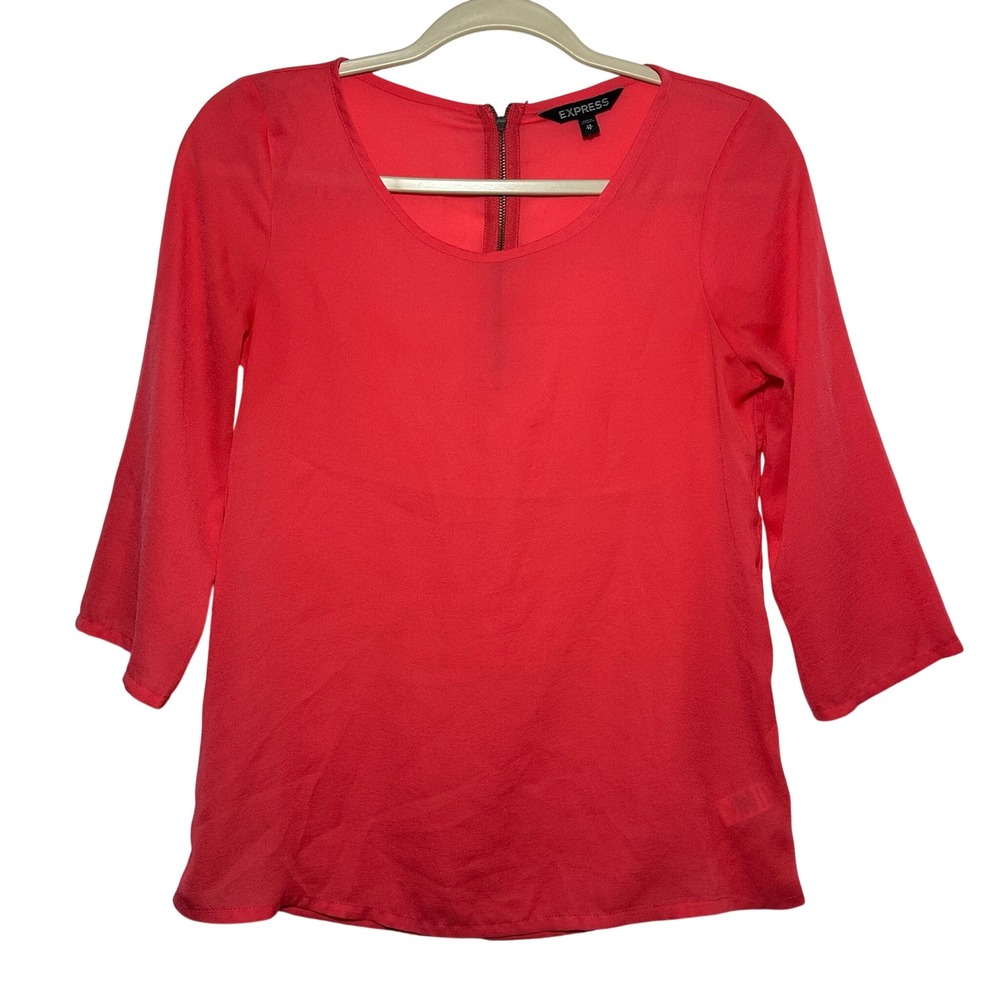 Express Women Coral Bell Sleeve Scoop Neck Zip Back‎ Blouse Top XS